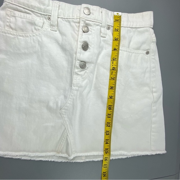 Madewell Rigid Denim A-Line white button fly mini skirt with raw edge sz 27 - Picture 9 of 12